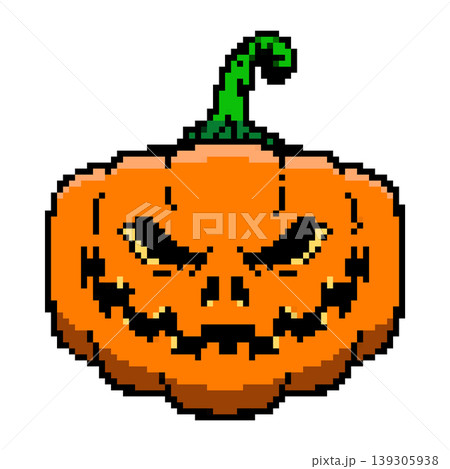 Pixel art halloween pumpkin icon isolated on white background. Vector illustration Pixel art halloween pumpkin icon isolated on white background. Vector illustration 139305938