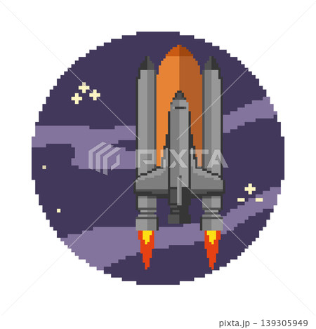 Pixel art rocket icon isolated on white background. Vector illustration Pixel art rocket icon isolated on white background. Vector illustration 139305949