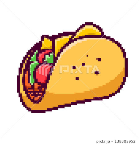 Pixel art taco isolated on white background. Vector illustration 139305952