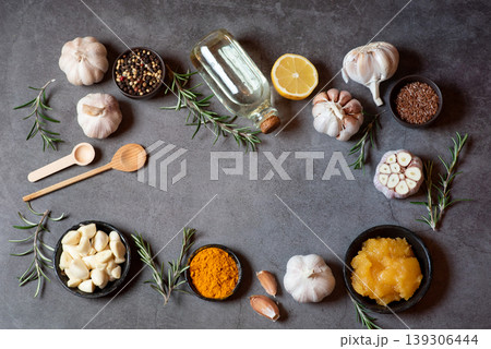 Fresh Ingredients for Cooking with Garlic, Herbs, and Spices Fresh Ingredients for Cooking with Garlic, Herbs, and Spices 139306444