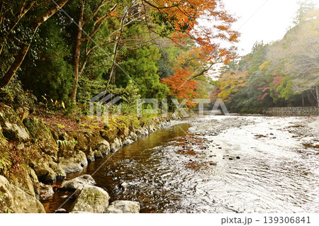 五十鈴川の清流ともみじの風景 伊勢神宮の内宮の紅葉の風景 五十鈴川上流の風景 伊勢志摩観光スポット 五十鈴川の清流ともみじの風景 伊勢神宮の内宮の紅葉の風景 五十鈴川上流の風景 伊勢志摩観光スポット 139306841
