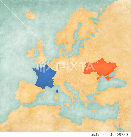 Map of Europe - France and Ukraine 139309780
