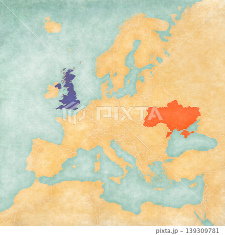 Map of Europe - United Kingdom and Ukraine 139309781