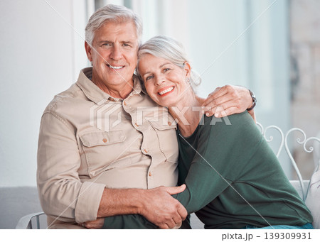 Senior couple, hug and portrait on sofa with smile, care and bonding with love, retirement and home living room. Happy old man, elderly woman and embrace on lounge couch, relax and pride in apartment Senior couple, hug and portrait on sofa with smile, care and bonding with love, retirement and home living room. Happy old man, elderly woman and embrace on lounge couch, relax and pride in apartment 139309931