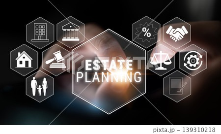 Digital Interface for Estate Planning with Icons Representing Real Estate, Legal Elements, Family, and Financial Planning Concepts Quark Digital Interface for Estate Planning with Icons Representing Real Estate, Legal Elements, Family, and Financial Planning Concepts Quark 139310218