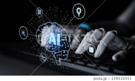 AI neural network brain concept for deep learning and cognitive computing. Corpus 139310351