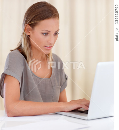 Woman, laptop and desk for remote work from home, ideas and thinking with freelance copywriting job. Girl, computer and entrepreneur with planning, schedule and brainstorming with reading in house Woman, laptop and desk for remote work from home, ideas and thinking with freelance copywriting job. Girl, computer and entrepreneur with planning, schedule and brainstorming with reading in house 139310790