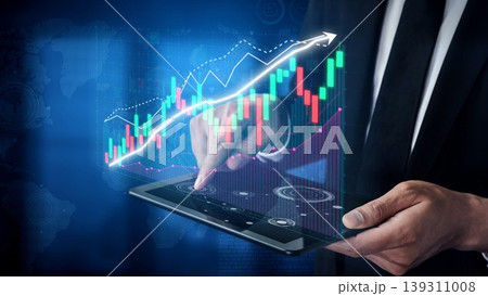 Hands presenting a digital tablet with stock market analytics and financial graphs, symbolizing data analysis, investment trends, and technology in business Copula Hands presenting a digital tablet with stock market analytics and financial graphs, symbolizing data analysis, investment trends, and technology in business Copula 139311008