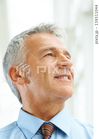 Businessman, thinking and confident for corporate future, company success or employee growth idea. Male person, mature manager and thoughts of office work vision or professional, planning or mission Businessman, thinking and confident for corporate future, company success or employee growth idea. Male person, mature manager and thoughts of office work vision or professional, planning or mission 139311044