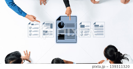 Group Collaboration on Document Review with Charts and Checklists for Effective Team Engagement and Project Management Strategies Trope Group Collaboration on Document Review with Charts and Checklists for Effective Team Engagement and Project Management Strategies Trope 139311320
