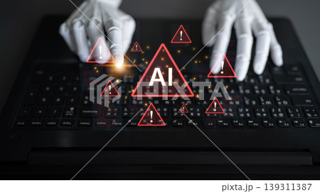 AI Hallucination Concept Showing Robot Processing Incorrect Data and Glitch. Corpus 139311387