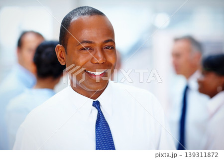 Office, meeting and portrait of business man with team for collaboration, leadership and management. Corporate worker, company and face of happy manager for professional career, job and opportunity Office, meeting and portrait of business man with team for collaboration, leadership and management. Corporate worker, company and face of happy manager for professional career, job and opportunity 139311872