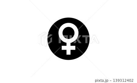 Female Gender Symbol Icon in Black Circle Feminism, Women Empowerment and Gender Equality Graphic 139312402