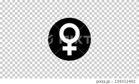 Female Gender Symbol Icon in Black Circle Feminism, Women Empowerment and Gender Equality Graphic 139312402