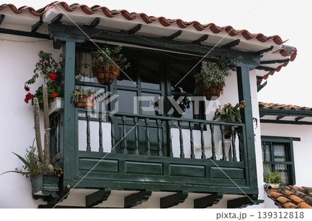 Facade of the houses at the beautiful colonial streets of the historical Villa de Leyva city located in the Department of Boyaca in Colombia Facade of the houses at the beautiful colonial streets of the historical Villa de Leyva city located in the Department of Boyaca in Colombia 139312818