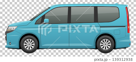 側方から見た車のイラスト(Mミニバン) 側方から見た車のイラスト(Mミニバン) 139312938