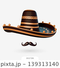 3D brown sombrero hat with mustache 139313140