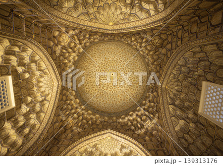 Tuman Aka, part of Shah-i-Zinda Necropolis in Samarkand, Uzbekistan as one of the islamic heritage	 139313176