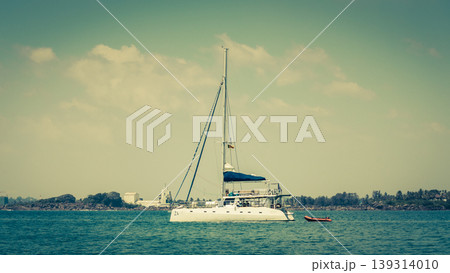yacht boat sitting idle at jungle beach Galle yacht boat sitting idle at jungle beach Galle 139314010