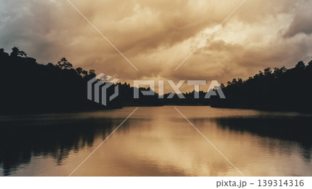 sunset of Hiyare Reservoir water reflections sunset of Hiyare Reservoir water reflections 139314316
