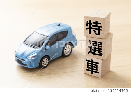 「特選車」と書かれたブロックとエコカー 「特選車」と書かれたブロックとエコカー 139314566