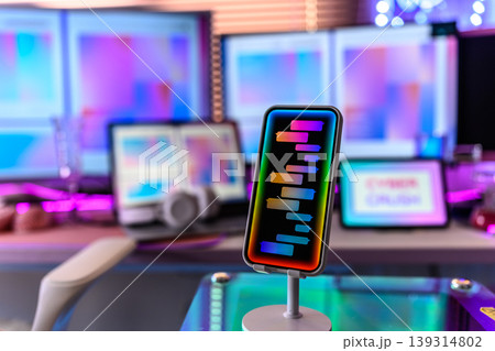 カラフルなメッセージが表示されたスマートフォン カラフルなメッセージが表示されたスマートフォン 139314802