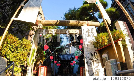 東京、亀戸石井神社、おしゃもじ様の鳥居と境内 東京、亀戸石井神社、おしゃもじ様の鳥居と境内 139315070