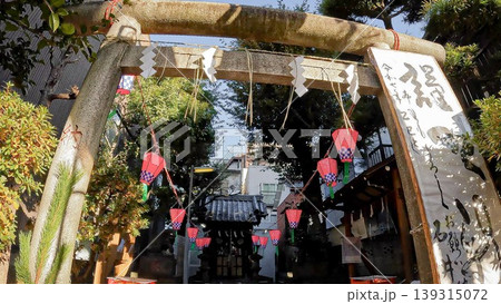 東京、亀戸石井神社、おしゃもじ様の鳥居と境内 東京、亀戸石井神社、おしゃもじ様の鳥居と境内 139315072