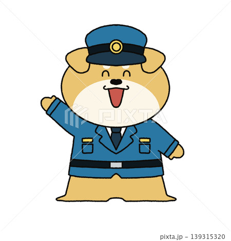 犬の警察官が笑顔で喜ぶかわいいイラスト 成功・安心表現素材 犬の警察官が笑顔で喜ぶかわいいイラスト 成功・安心表現素材 139315320
