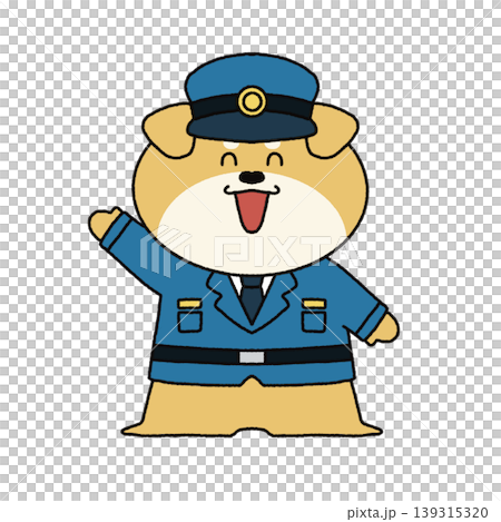犬の警察官が笑顔で喜ぶかわいいイラスト 成功・安心表現素材 犬の警察官が笑顔で喜ぶかわいいイラスト 成功・安心表現素材 139315320