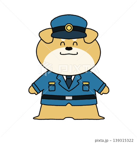 犬の警察官が笑顔で喜ぶかわいいイラスト 成功・安心表現素材 犬の警察官が笑顔で喜ぶかわいいイラスト 成功・安心表現素材 139315322