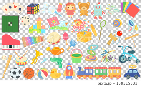 一組兒童玩具插圖(向量素材)。 一組兒童玩具插圖(向量素材)。 139315333