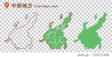 中部地區地圖插圖集 | 日本地圖、都道府縣、教育資料 139315466