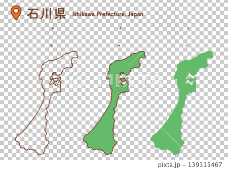 Map illustration set of Ishikawa Prefecture | Japan map, prefectures, Chubu region 139315467