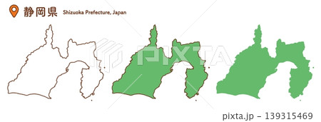 静岡県の地図イラストセット｜日本地図・都道府県・中部地方 139315469