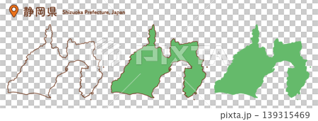 静岡県の地図イラストセット｜日本地図・都道府県・中部地方 139315469