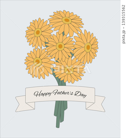 父の日 感謝の花束 オレンジのガーベラとリボンのやさしいフラワー素材(ブルーグレー背景) 父の日 感謝の花束 オレンジのガーベラとリボンのやさしいフラワー素材(ブルーグレー背景) 139315562