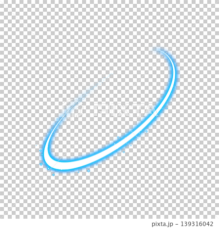 A blue neon ring of light, a shining trail, on a transparent background. A blue neon ring of light, a shining trail, on a transparent background. 139316042