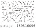シンプルな手書きの矢印のイラストセット 139316096