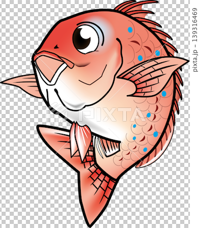 可愛的魚類插圖:“鯛魚(紅鯛)” - 向量格式 - 白色背景單張圖片 可愛的魚類插圖:“鯛魚(紅鯛)” - 向量格式 - 白色背景單張圖片 139316469