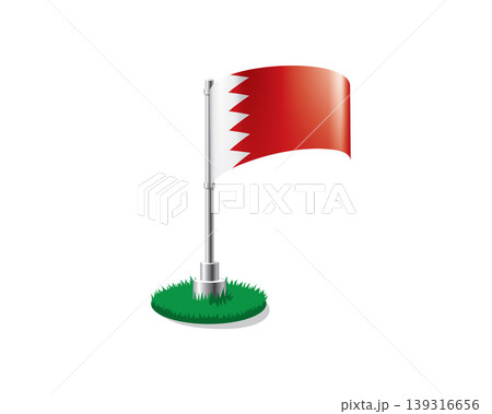 Bahraini flag on a flagpole mounted on the grass Bahraini flag on a flagpole mounted on the grass 139316656