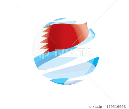 Flat of patriotic globe featuring waving Bahraini flag design 139316668