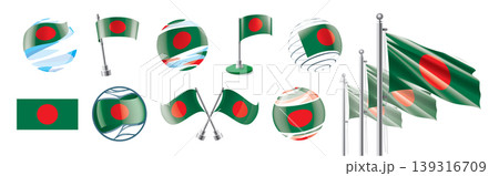 A set of vector Bangladeshi flags of different designs A set of vector Bangladeshi flags of different designs 139316709