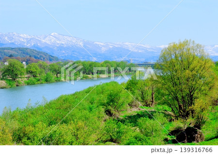 4月の木島平村の風景　　　信州の風景　　　春の田園風景 139316766