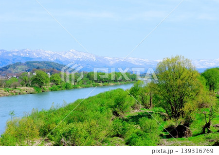 4月の木島平村の風景 信州の風景 春の田園風景 4月の木島平村の風景 信州の風景 春の田園風景 139316769