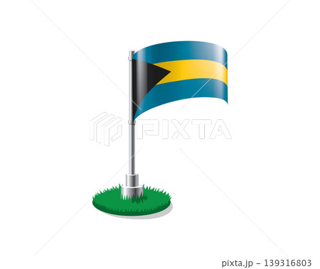 Bahamian flag on a flagpole mounted on the grass Bahamian flag on a flagpole mounted on the grass 139316803