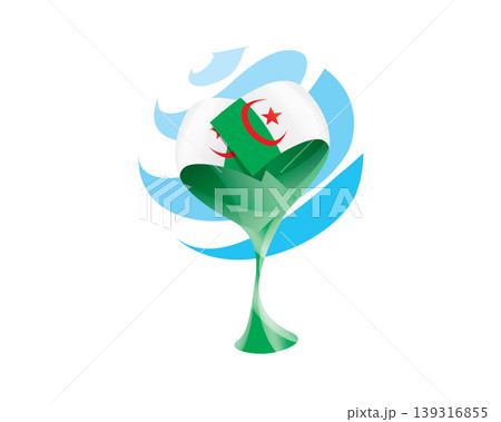Floral emblem of the Algerian flag in the form of a heart 139316855