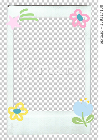 Illustration of polaroid frame with tulip, flowers, star for card print, photo decoration, template, poster, notepad, sticky note, memo, banner, postcard, border, social media post, decoration, nature 139317139