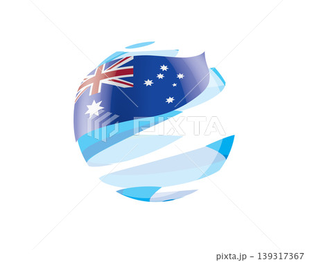 Flat of patriotic globe featuring waving Australian flag design Flat of patriotic globe featuring waving Australian flag design 139317367