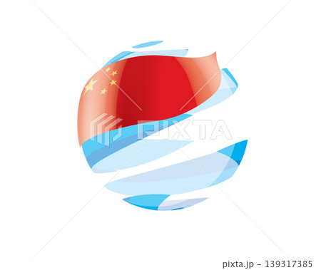 Flat of patriotic globe featuring waving Chinese flag design Flat of patriotic globe featuring waving Chinese flag design 139317385